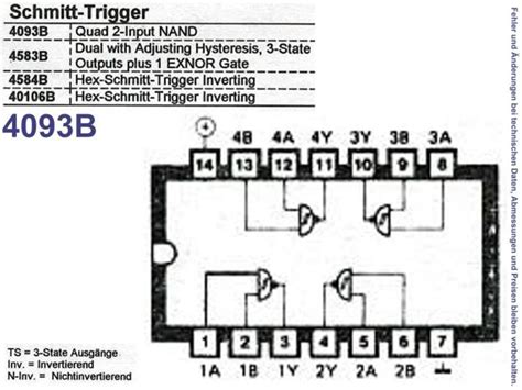 Quad 2 Input NAND Schmitt Trigger PDIP 14 Type CD4093BE Grieder