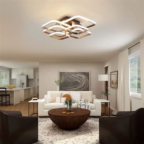 Buy Ikk Modern Led Ceiling Light Fixture 6 Heads Geometric Ceiling Lamp Flush Mount Square