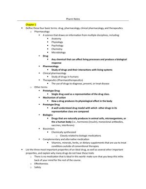 Week Nur Pharm Notes Chapters Week Notes Chapter