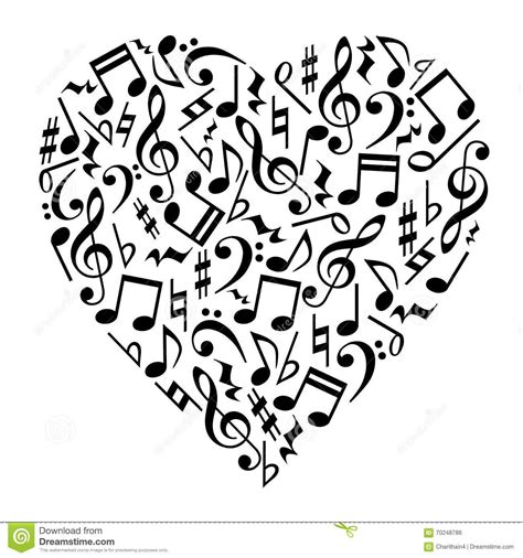 A Simple Illustration Of Music Notes Heart Shape With Treble And Clef