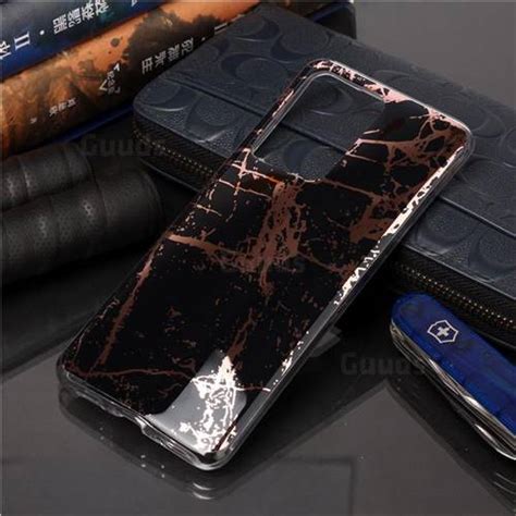 Black Galvanized Rose Gold Marble Phone Back Cover For Samsung Galaxy S20 Ultra S11 Plus