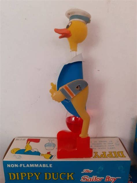 Vintage Glass Drinking Dippy Duck Bobbing Toy New In Original Box 60s Drinking Bird The Sailor