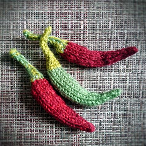 Chili Pepper Knitting Pattern For Handmade Brooch Easy Pattern For