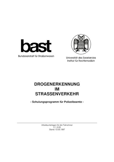 PDF DROGENERKENNUNG IM STRASSENVERKEHR DROGENERKENNUNG IM