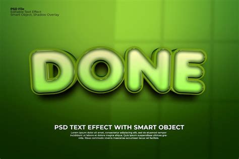 Effet D Editable Done Text Photoshop Couleur Verte Psd Premium