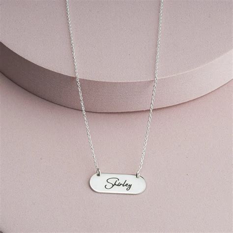 Personalized Engraved Name Bar Necklace Silver Name Plate Etsy