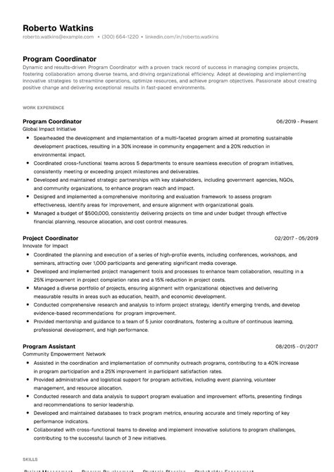 6 Program Coordinator Resume Examples Writing Guide