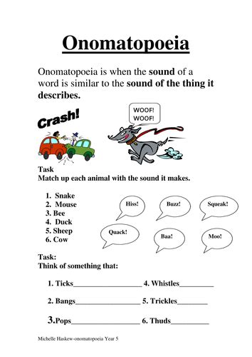 Onomatopoeia Worksheet By Lachy90 Teaching Resources Tes