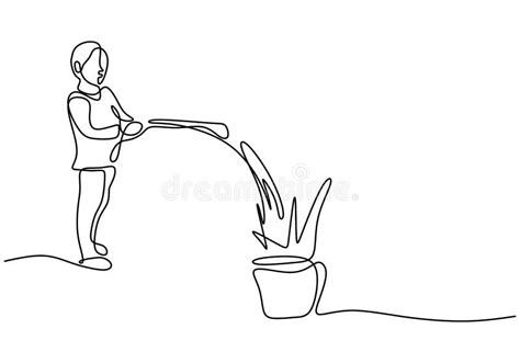 Continuous Line Drawing Watering Plants Stock Illustrations – 44 ...