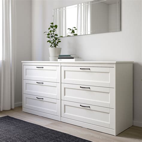 SONGESAND Chest of 6 drawers, white, 161x81 cm - IKEA