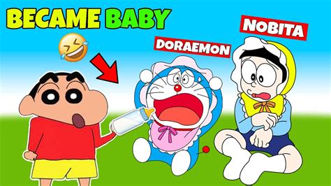 Shinchan And Nobita Became Baby Funny Game YouTube