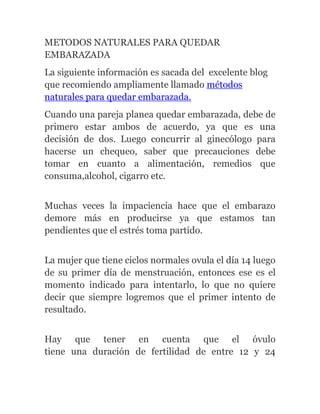 Metodos Naturales Para Quedar Embarazada PDF Descarga Gratuita