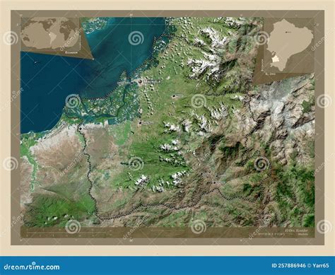 El Oro Ecuador High Res Satellite Labelled Points Of Cities Stock