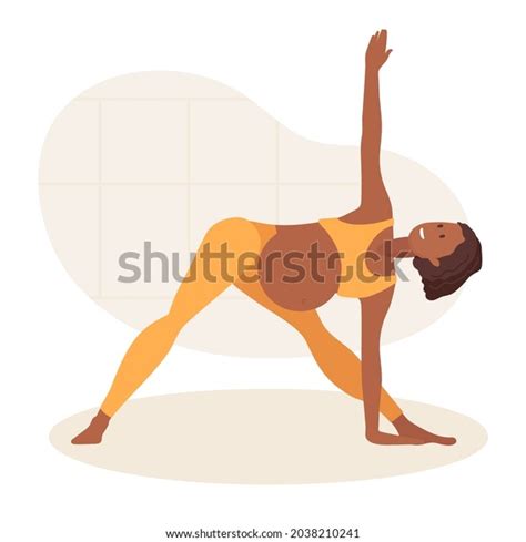 Pregnant African American Woman Doing Yoga Stock Vector Royalty Free