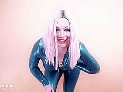 Hot Milk Nude Wearing New Latex Rubber Catsuit And Enjoy It Pornzog