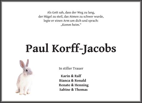 Traueranzeigen Von Paul Korff Jacobs Trauer Gedenken