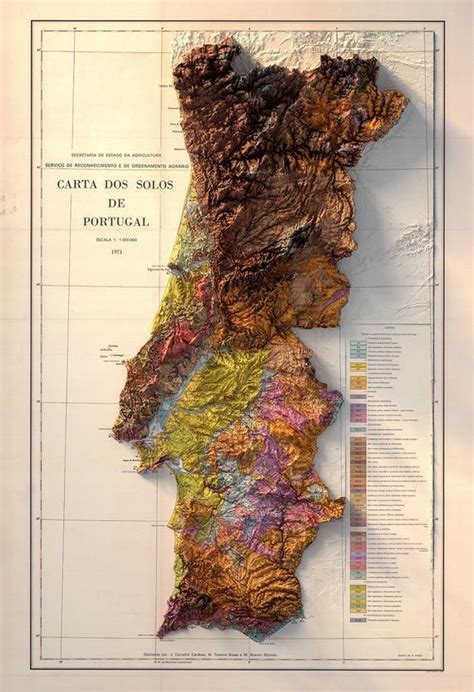 Portugal Carta Dos Solos Etsy In Relief Map Artwork Prints Map