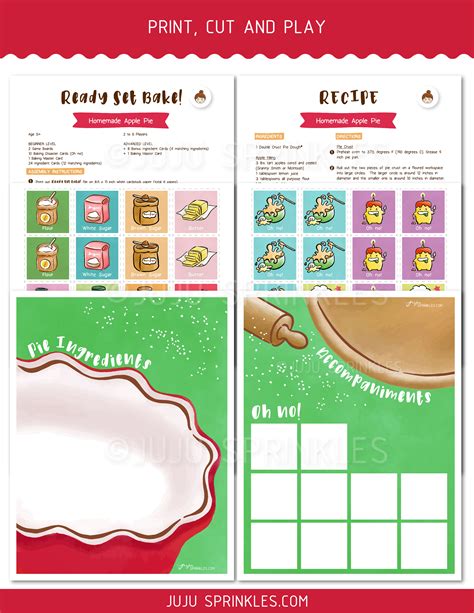 Printable Baking Memory Game Classic Apple Pie Juju Sprinkles