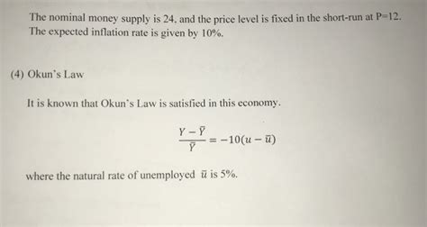 Solved Consider An Economy That Is Described By The Chegg