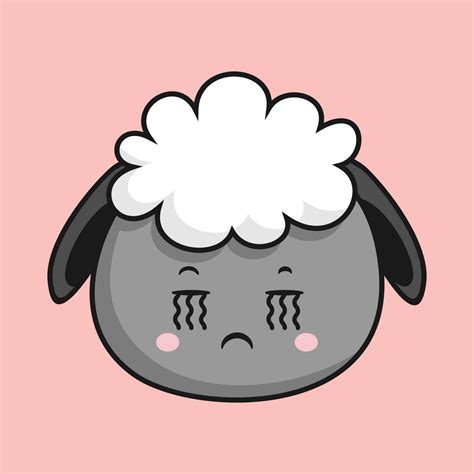 Sheep Crying Face Cartoon Head Sheep Sticker 25676754 Vector Art at ...