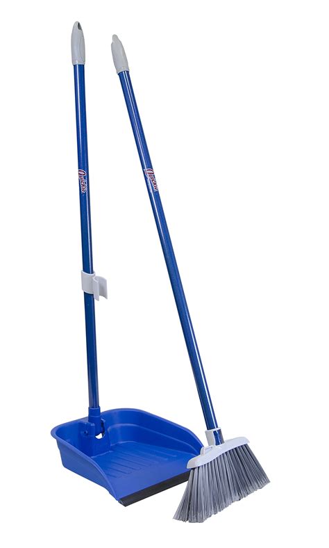 Quickie Stand & Store, Upright Broom and Dustpan Set, 35 Inch Height, with Stand Broom and ...