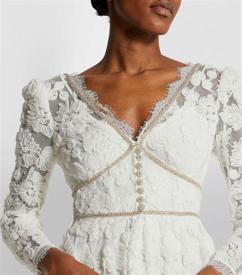 Self Portrait Bridal Embroidered Lace Maxi Dress Harrods Us