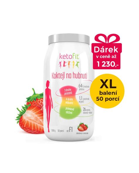 Jahodový proteinový koktejl Ketofit pro rychlé hubnutí Ketofit keto