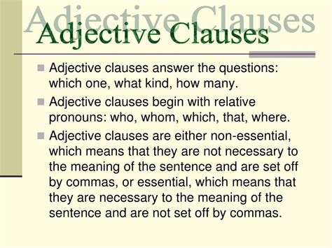 Ppt Adverb Clauses Adjective Clauses Noun Clauses Powerpoint