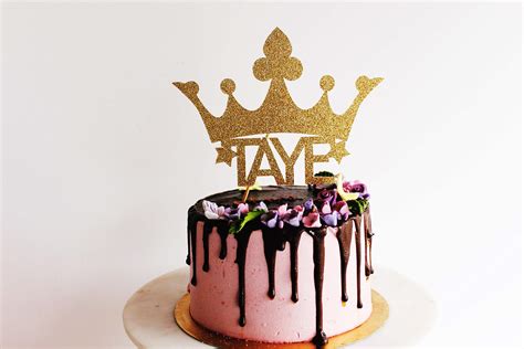 Buy Crown Cake Topper Prince Name Crown Glitter Card Cake Topper