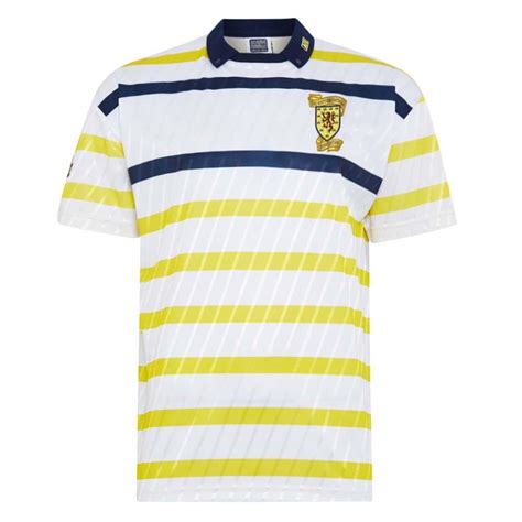 Score Draw Scotland 1990 Away Retro Football Shirt White Male