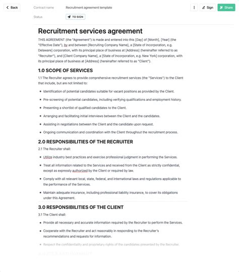 Recruitment Agreement Template Free To Use