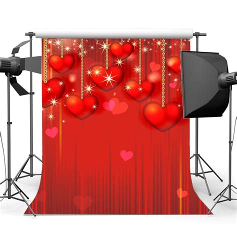 Mohome Polyster 5x7ft Valentines Day Backdrop Red Sweet Hearts