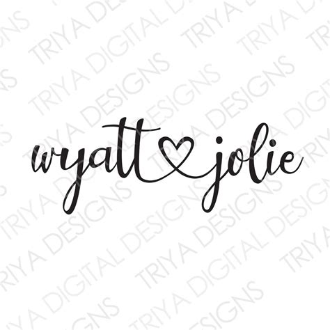 Custom Names With Heart Svg Hand Lettered Cursive Text Etsy