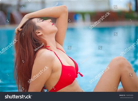 Sexy Asian Girl Red Bikini Lying Stock Photo Shutterstock