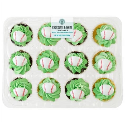 Bakery Fresh Chocolate And White Cupcakes With Buttercreme Icing Baseball Theme 24 Oz Smith’s