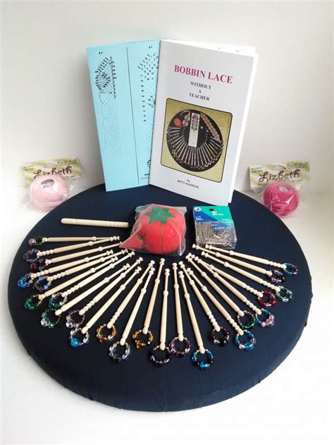 Bobbin Lace Kit With Spangled Bobbins Beginner Bobbin Lace Set Up