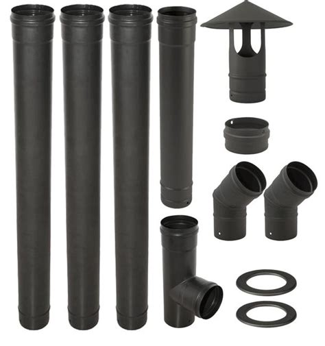 Kit De Instalación Para Estufa De Pellet Con Salida ø80 Y Tubo Vitrificado Negro Leroy Merlin