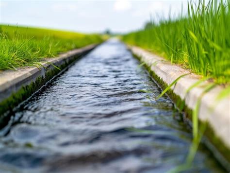 Premium Photo Irrigation Canal Flowing Through Lush Green Rice Paddy