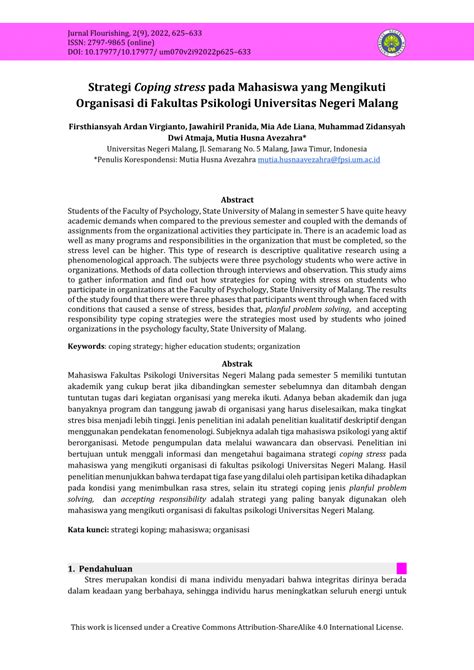 PDF Strategi Coping Stress Pada Mahasiswa Yang Mengikuti Organisasi