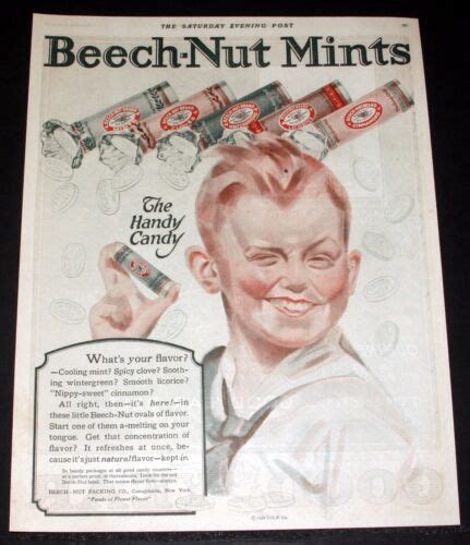 1920 Old Magazine Print Ad Beech Nut Mints The Handy Candy What Flavor Art Ebay