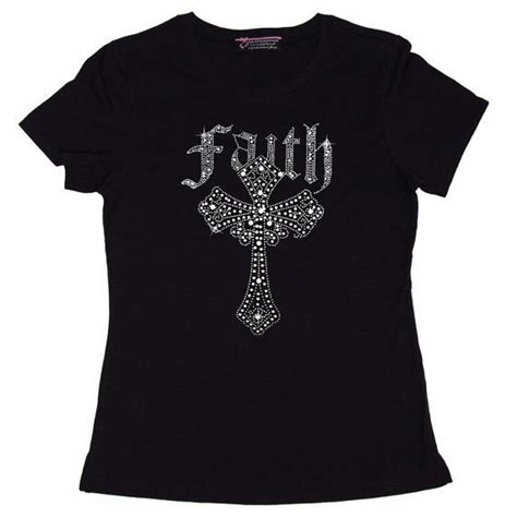 Rhinestone Faith Design With Cross T Shirt Christian T Shirt