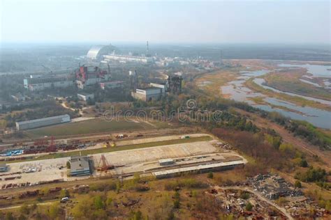 Chernobyl Elektrownia J Drowa Ukrine Widok Z Lotu Ptaka Zdj Cie Stock