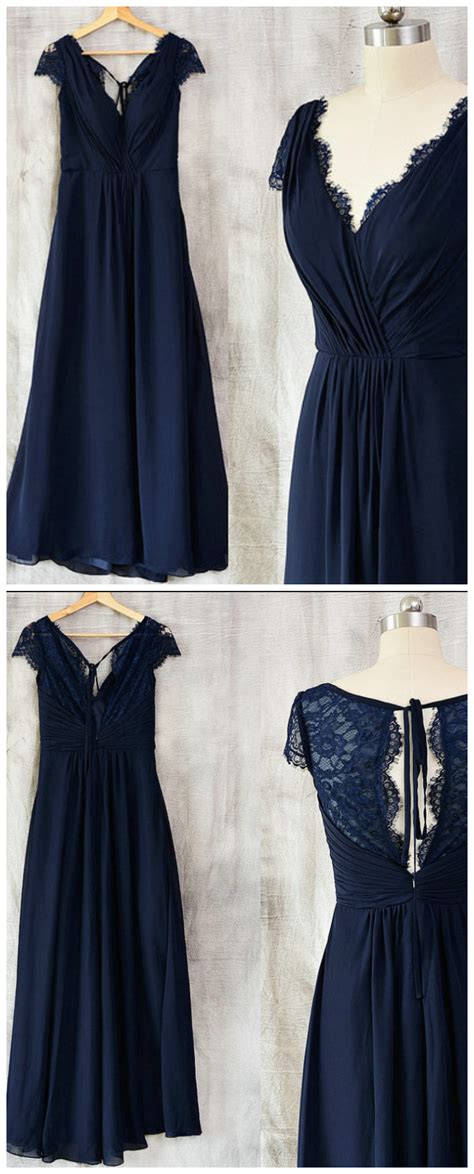 Stylish Dress Vintage Navy Blue Lace Bridesmaid Dress Wedding Party