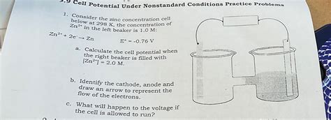 Solved Cell Potential Under Nonstandard Conditions Practice Chegg