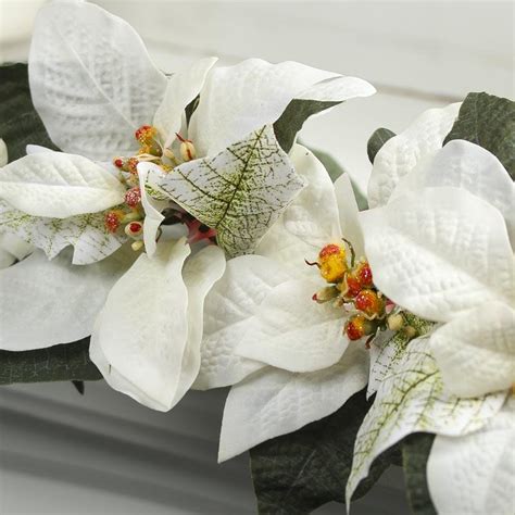 White Velvet Artificial Poinsettia Garland - Garlands - Floral Supplies ...