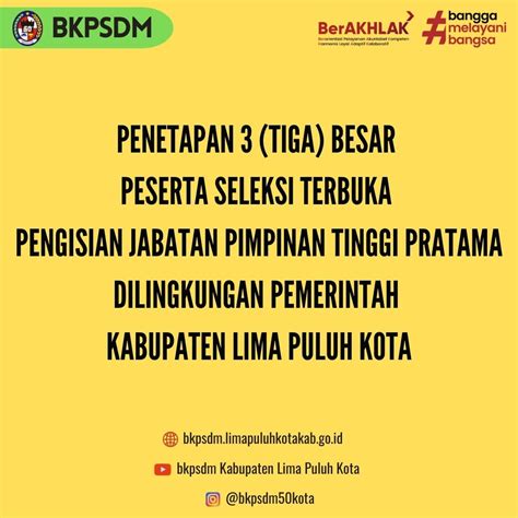 Bkpsdm Tahapan Seleksi Terbuka Jptp Rampung Berikut Nama Peserta