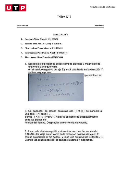 Taller 07 Caf 2 Talller 5 De Fisica Prsentacion Univeridad Utp