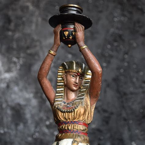 Spelter Hand Painted Candlestick Egyptian Figure Circa 1900 At 1stDibs