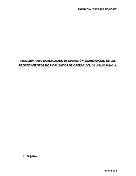 01 Procedimiento Normalizado DE Operación Elaboracion DE LOS