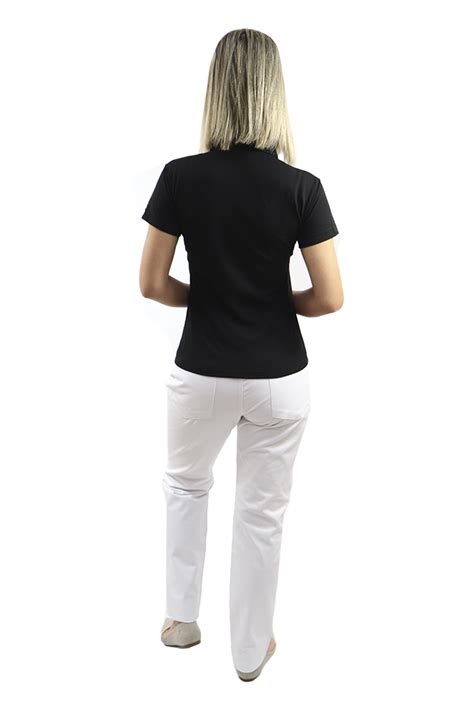 Demorgan Uniformes Kit Camisa Polo Feminina Baby Look Calça Branca